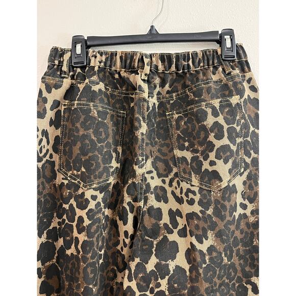 Leopard Print Pants Women’s XL High Waist Tapered Leg Animal Print Casual Jeans - Picture 4 of 9